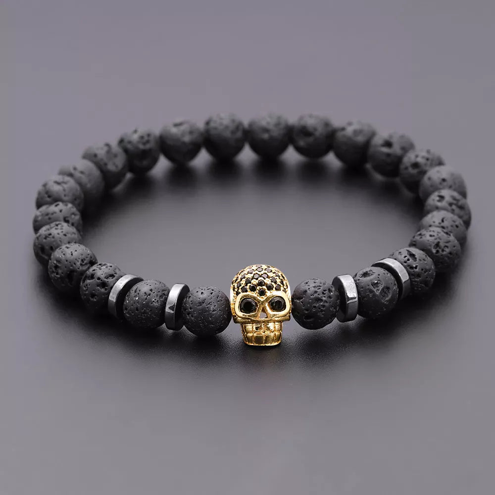 Pulseira Masculina Caveira Hematita Vulcao OrlaRio