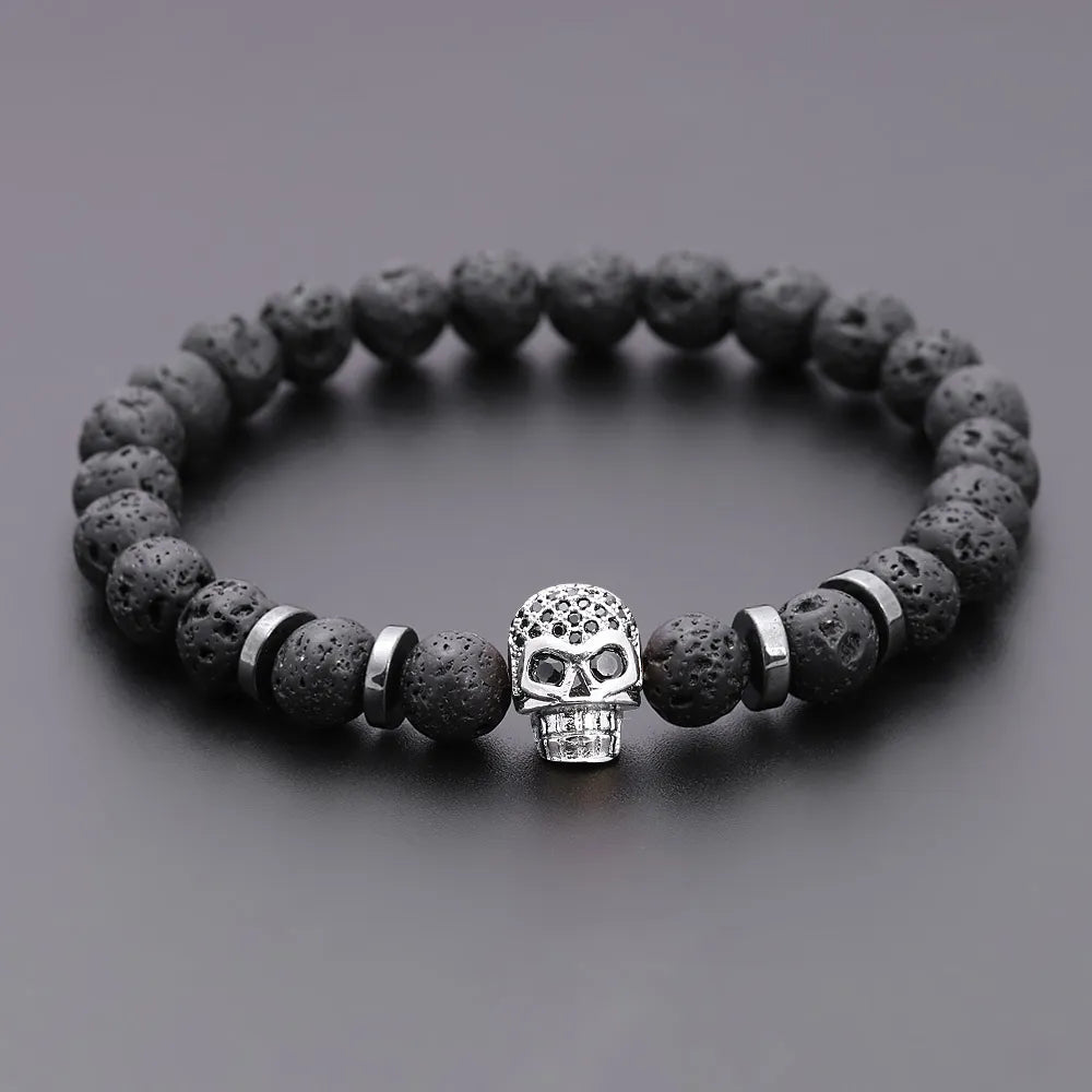 Pulseira Masculina Caveira Hematita Vulcao OrlaRio