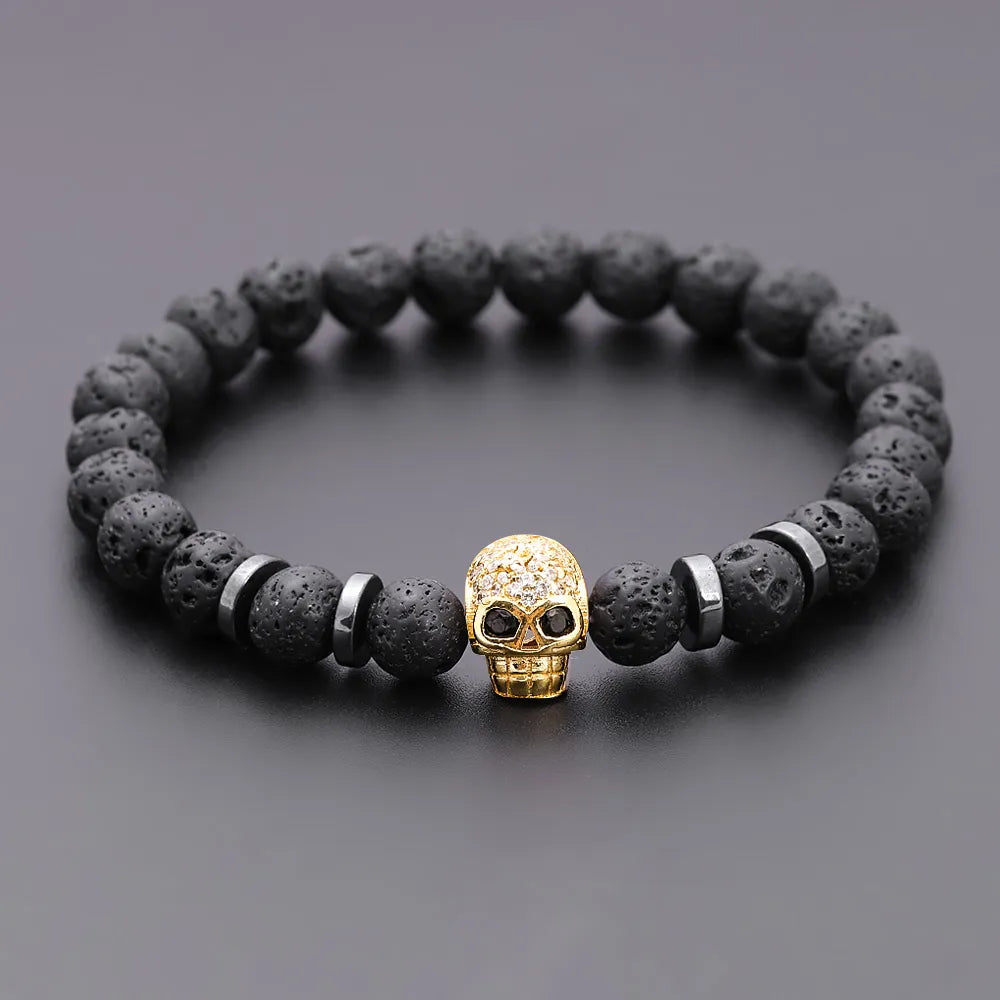 Pulseira Masculina Caveira Hematita Vulcao OrlaRio