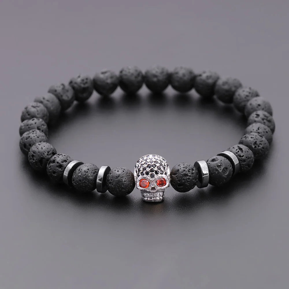 Pulseira Masculina Caveira Hematita Vulcao OrlaRio