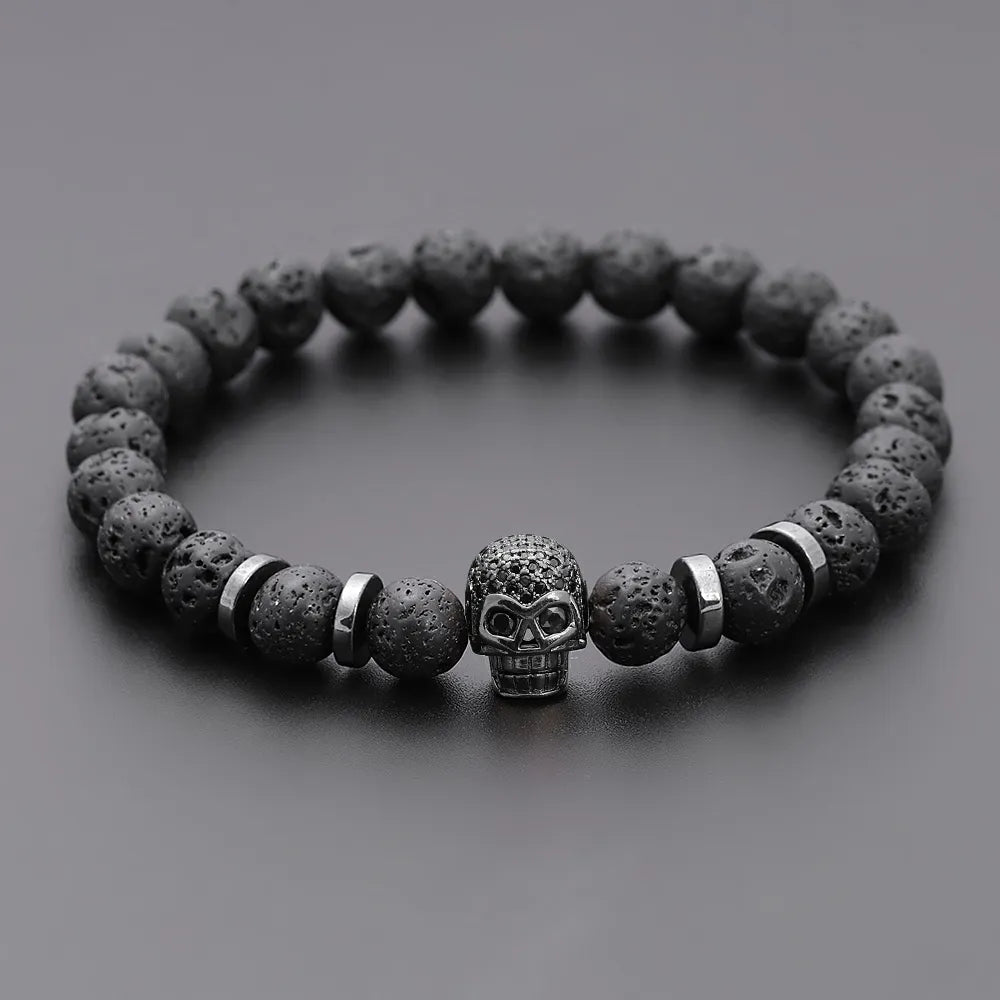 Pulseira Masculina Caveira Hematita Vulcao OrlaRio