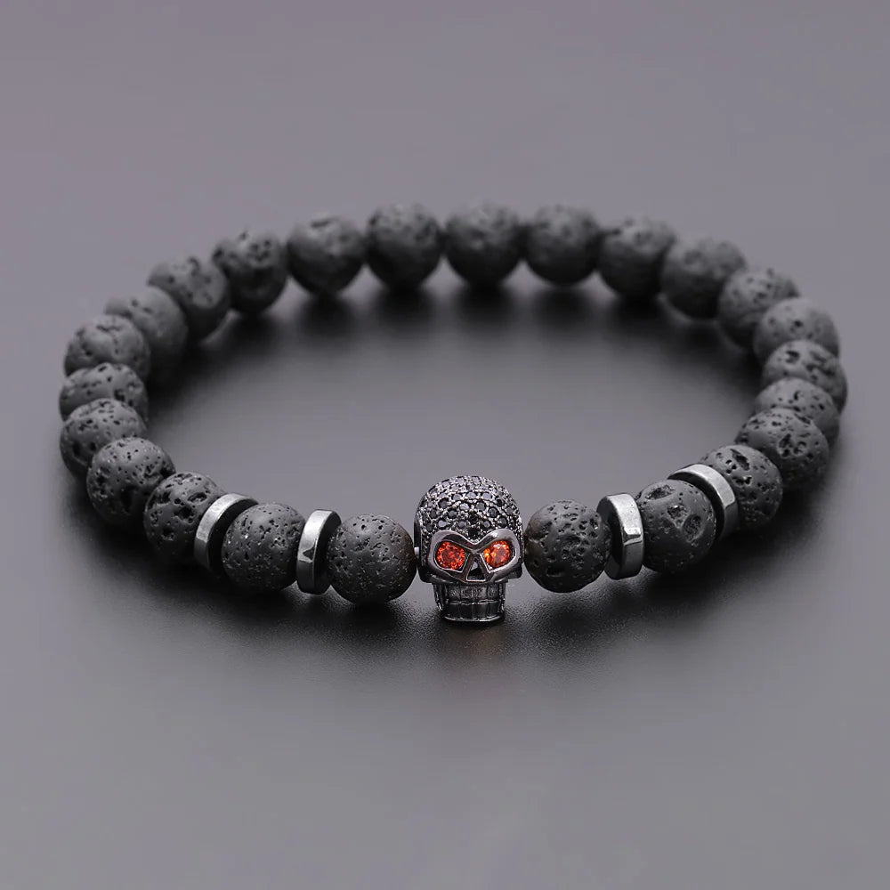 Pulseira Masculina Caveira Hematita Vulcao OrlaRio