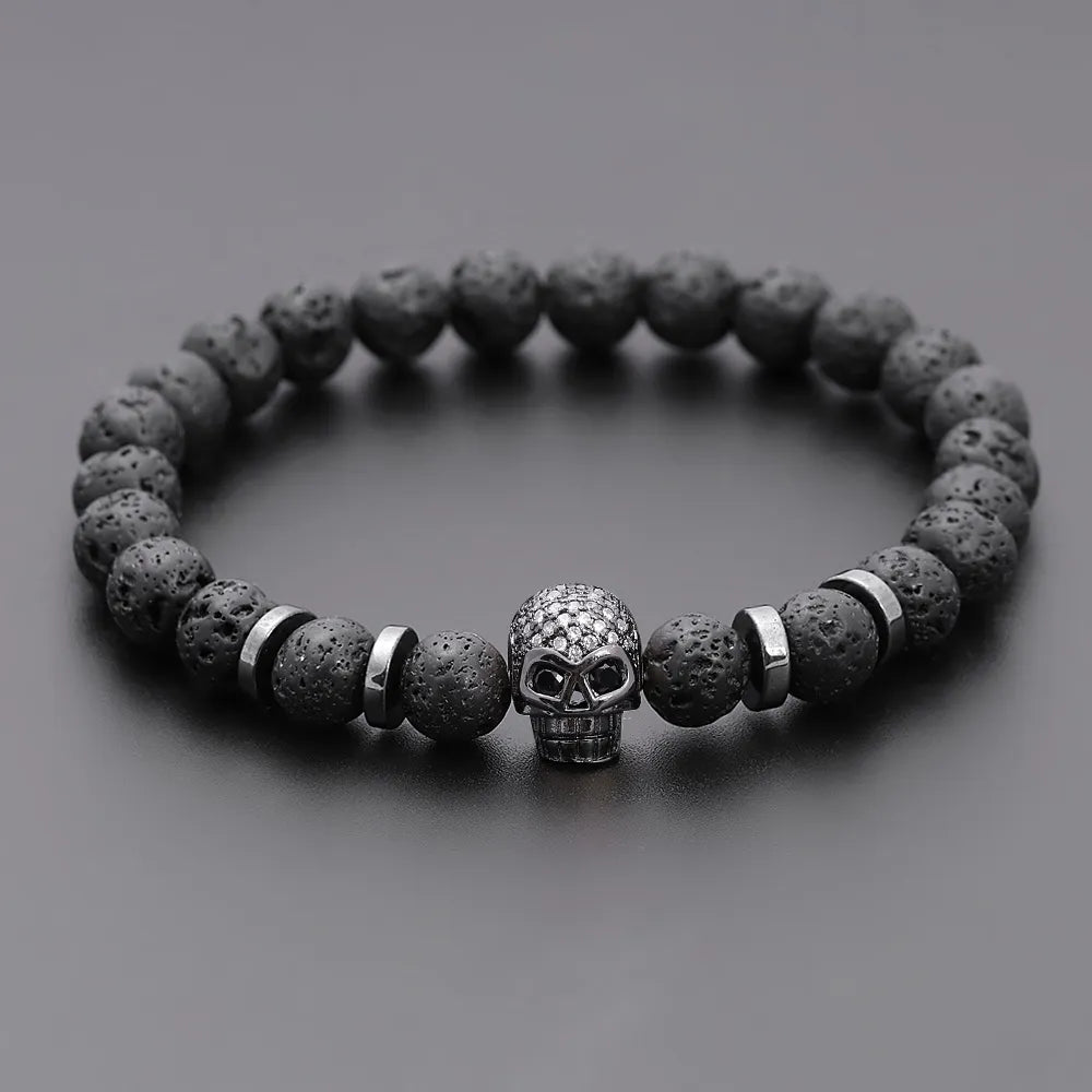 Pulseira Masculina Caveira Hematita Vulcao OrlaRio