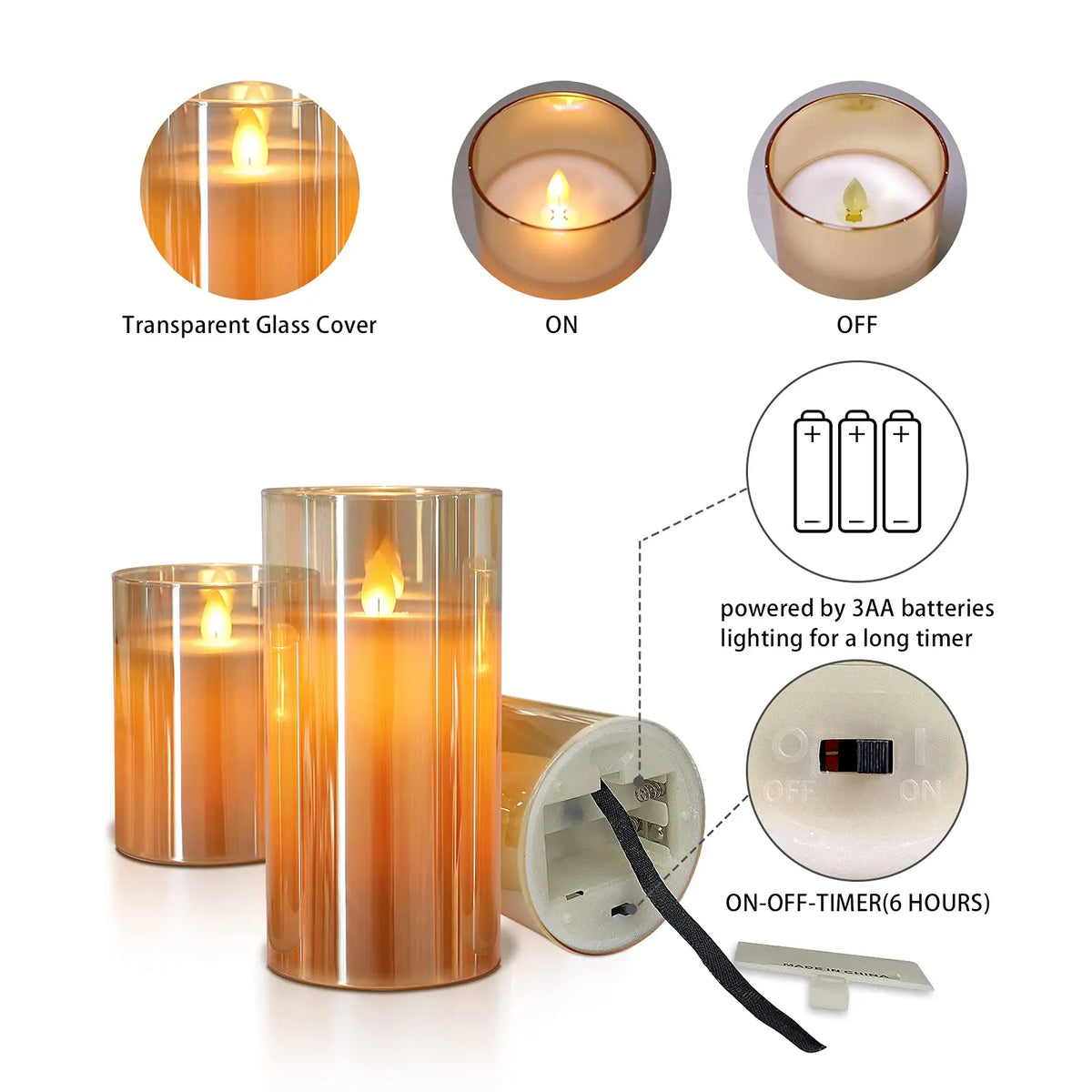 Conjunto de velas sem chama OrlaRio Candles